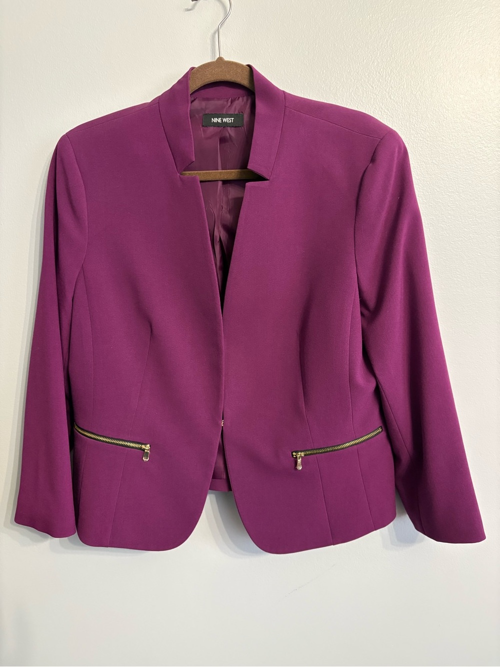 Nine West Fuchsia Zip-Pocket Blazer